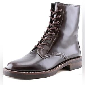 Dark Brown Leather Lace-Up Boots